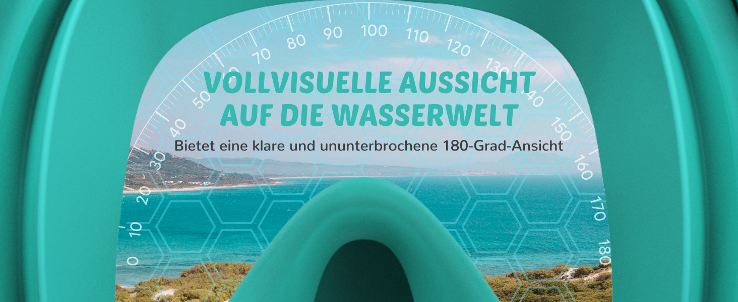 Маска для снорклінгу дитяча G2RISE® полнолицевая, з захистом від CO2, антизапіт, сухе оздоблення, м'ятно-зелена