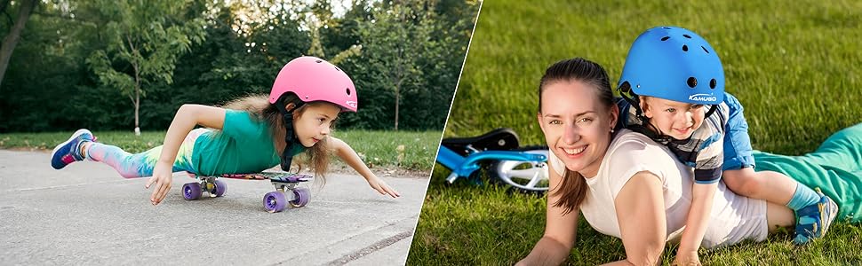 Дитячий шолом KAMUGO з комплектом захисту: наколінники, налокітники, захист зап'ясть. Підходить для дітей 2-8 років (ролики, велосипед, самокат)