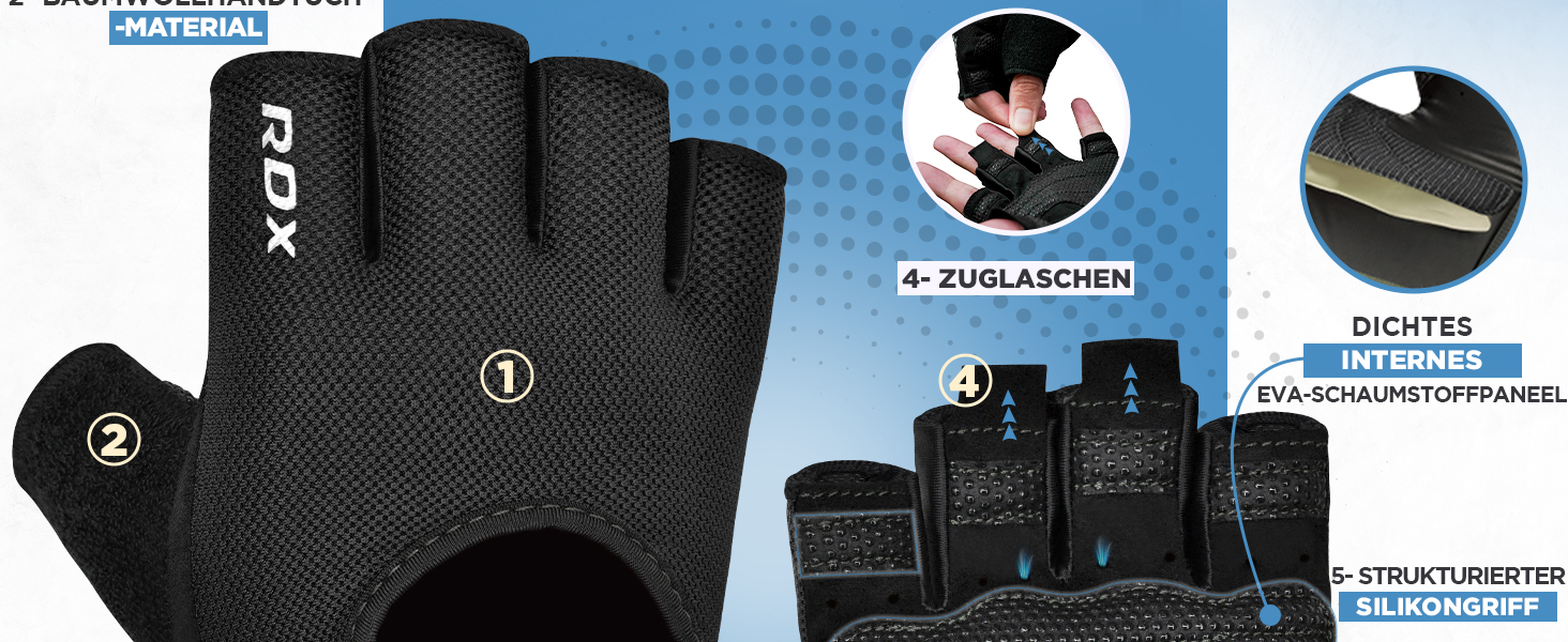 Фитнес рукавички RDX для чоловіків та жінок, рукавички для тренувань, силових вправ, з антиковзким покриттям та захистом зап'ястя, для залу, бодібілдингу, HIIT, підняття ваги, чорні, XL