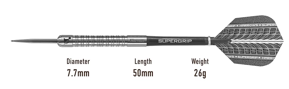 Дротики Harrows Supergrip 22 г, сталевий наконечник
