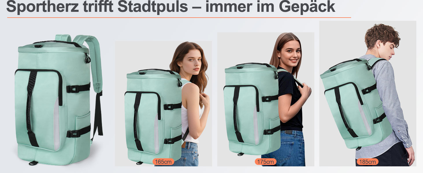 Спортивна сумка JiangLin 45L з відділенням для взуття та мокрих речей, велика дорожня сумка для жінок та чоловіків, рюкзак-трансформер для подорожей, спорту, фітнесу, плавання (зелена)