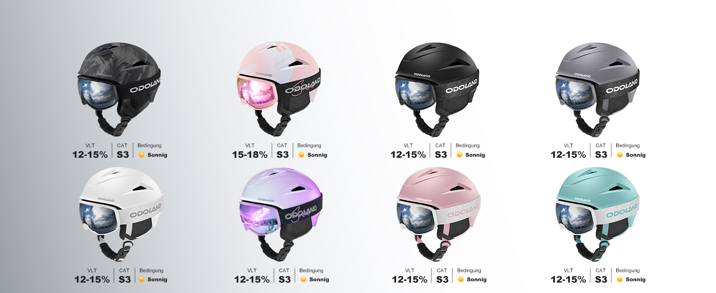 Шолом для лижного спорту та сноуборду Odoland з маскою, білий, регульований, 57-59 см