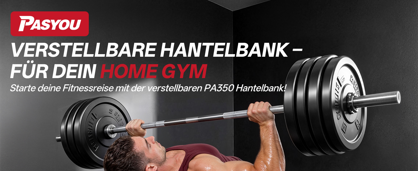 Складана багатофункціональна тренажерна лава PASYOU PA350, регульована атлетична лава для фітнесу та силових тренувань, витримує до 300 кг, для дому та спортзалу