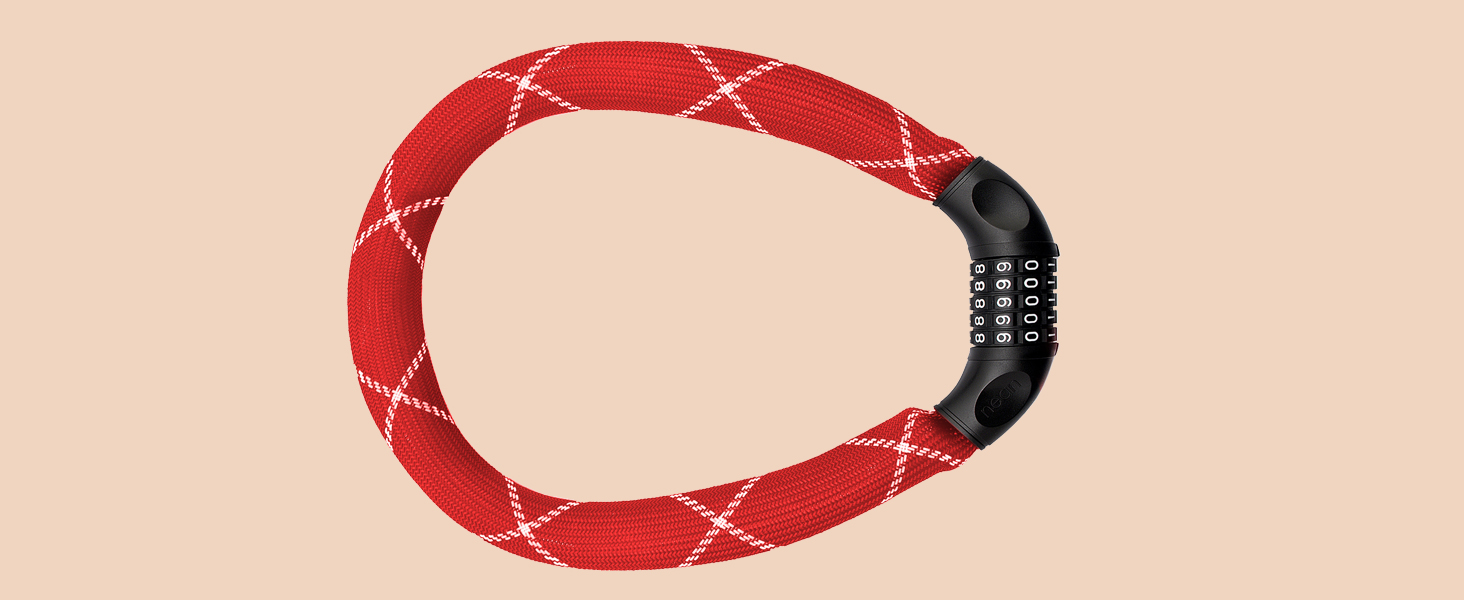 Надійне велозамок Nean з кодом, 6 мм, 900 мм, червоний