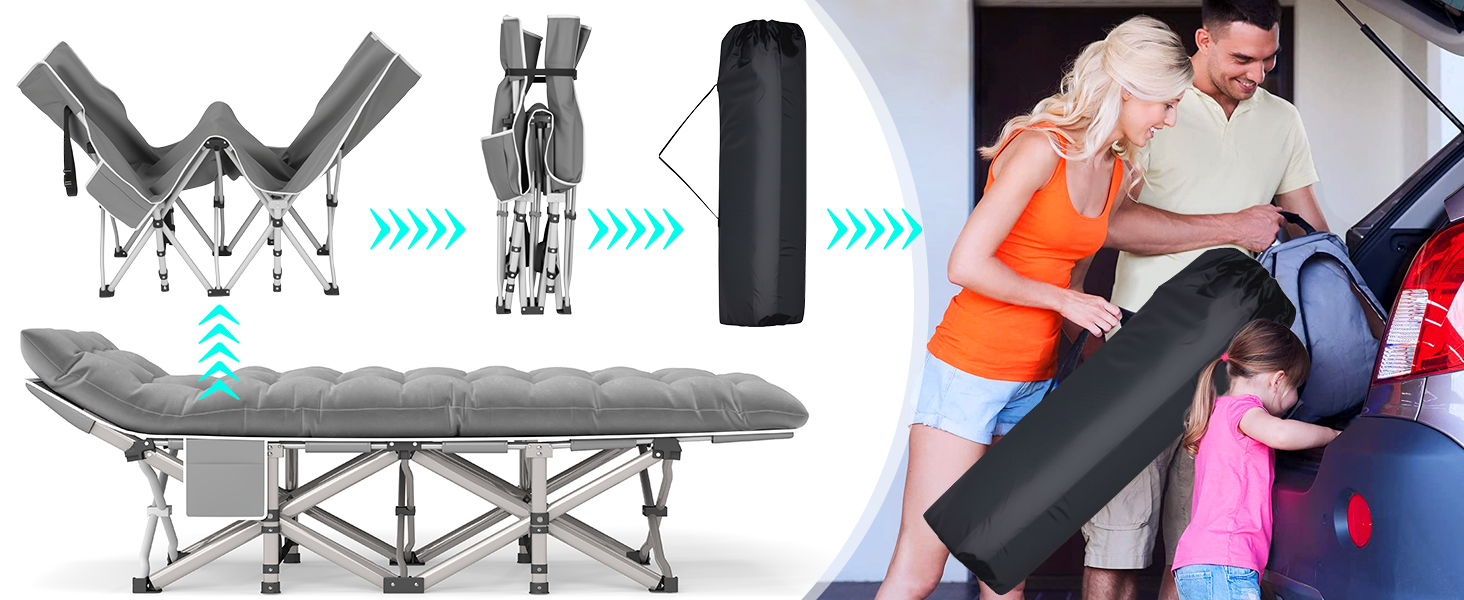 Розкладне ліжко-матрац для кемпінгу та відпочинку (190x71x35 см, сірий)