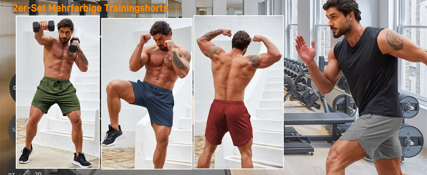 Шорти чоловічі COOFANDY літні, 2 шт. (S, бордовий/чорний) з гумкою, кишенями, для спорту та відпочинку