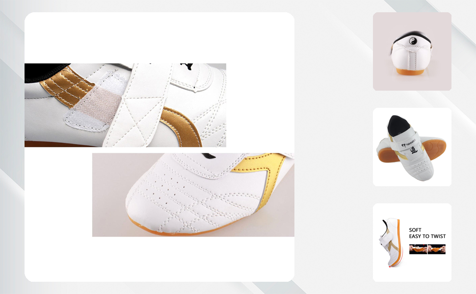 Взуття для Таеквондо Wakects: спортивні кросівки для Кунг-Фу, Тай-Чи, Таеквондо. Дитяче та доросле. Білий колір.