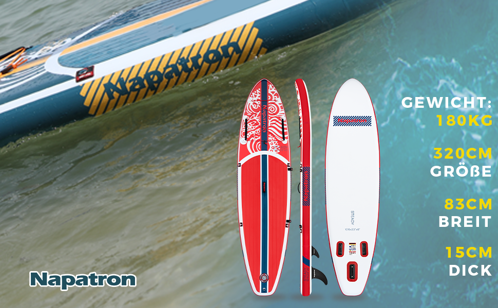 Надувне SUP-борд Napatron Red Dragon Blaze: комплект з веслом, захистом від сонця та аксесуарами, для підлітків та дорослих