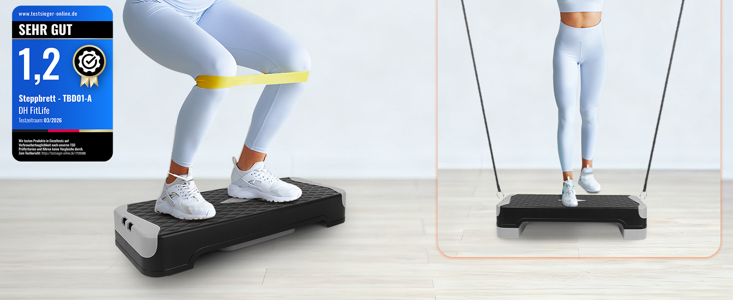 Степер для дому DH FitLife — Регульована платформа для аеробіки та фітнесу (10/15 см), степ-платформа для тренування балансу та координації
