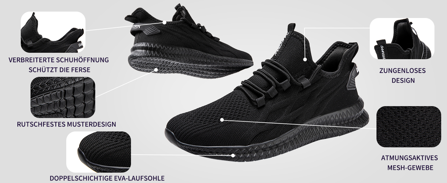 Чоловічі кросівки: спортивні, літні, для бігу, занять у залі, фітнесу, тренувань, халупа, трекінг, розмір 39-50, чорний колір