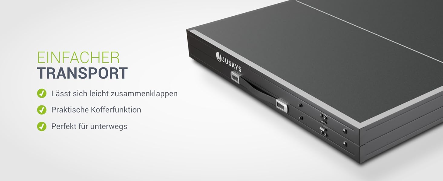 Juskys Міні-стіл для пінг-понгу Flexi з аксесуарами - компактний, складний стіл для гри вдома та в дорозі - набір для настільного тенісу, чорний