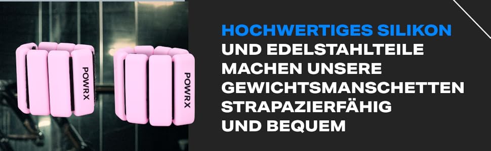 Ваги для зап'ястя PowrX для чоловіків: високоякісний силікон, нержавіюча сталь, зручні, легкі в очищенні, стійкі до поту та запаху, для фітнесу, тренувань, подорожей - Білий Рожевий
