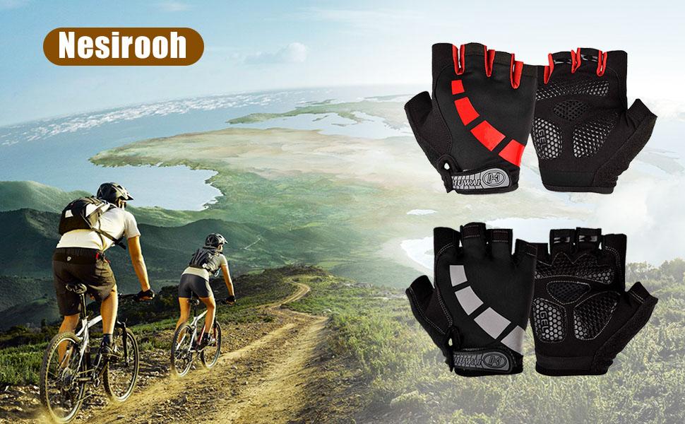 Велосипедні рукавички для чоловіків та жінок літні, напівпальцеві для гірського велосипеда, шосе, піших прогулянок, альпінізму, чорні, червоні, розмір L