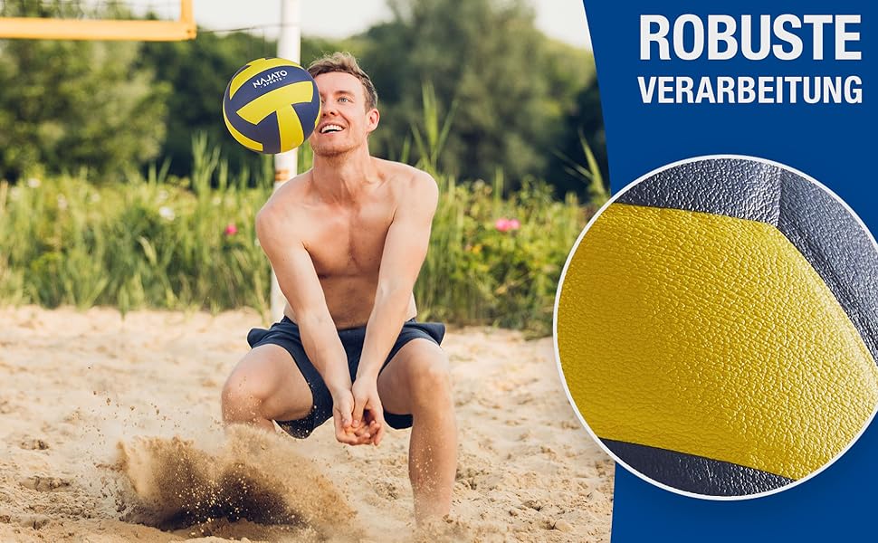 Волейбольний м'яч NAJATO Sports – Міцний пляжний волейбольний м'яч розміру 5 – Для гри на відкритому повітрі та в приміщенні, жовтого та синього кольорів