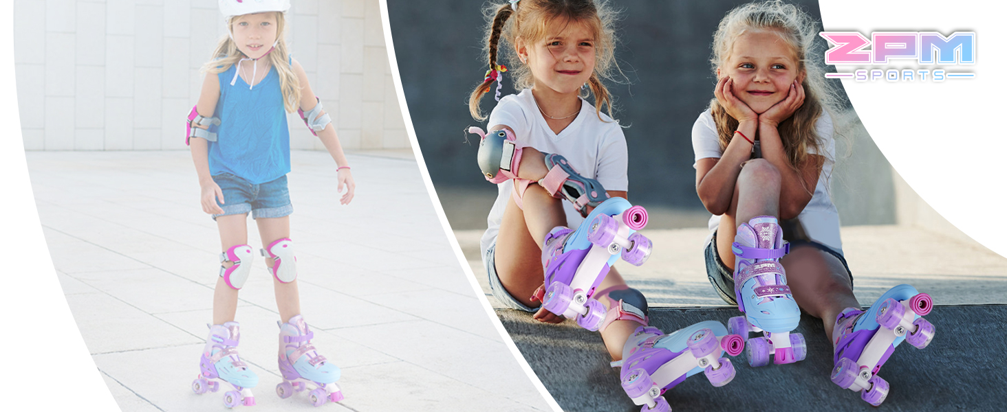 Роликові ковзани 2PM SPORTS для дітей: регульовані, рожево-блакитні, розмір 32-36 EU
