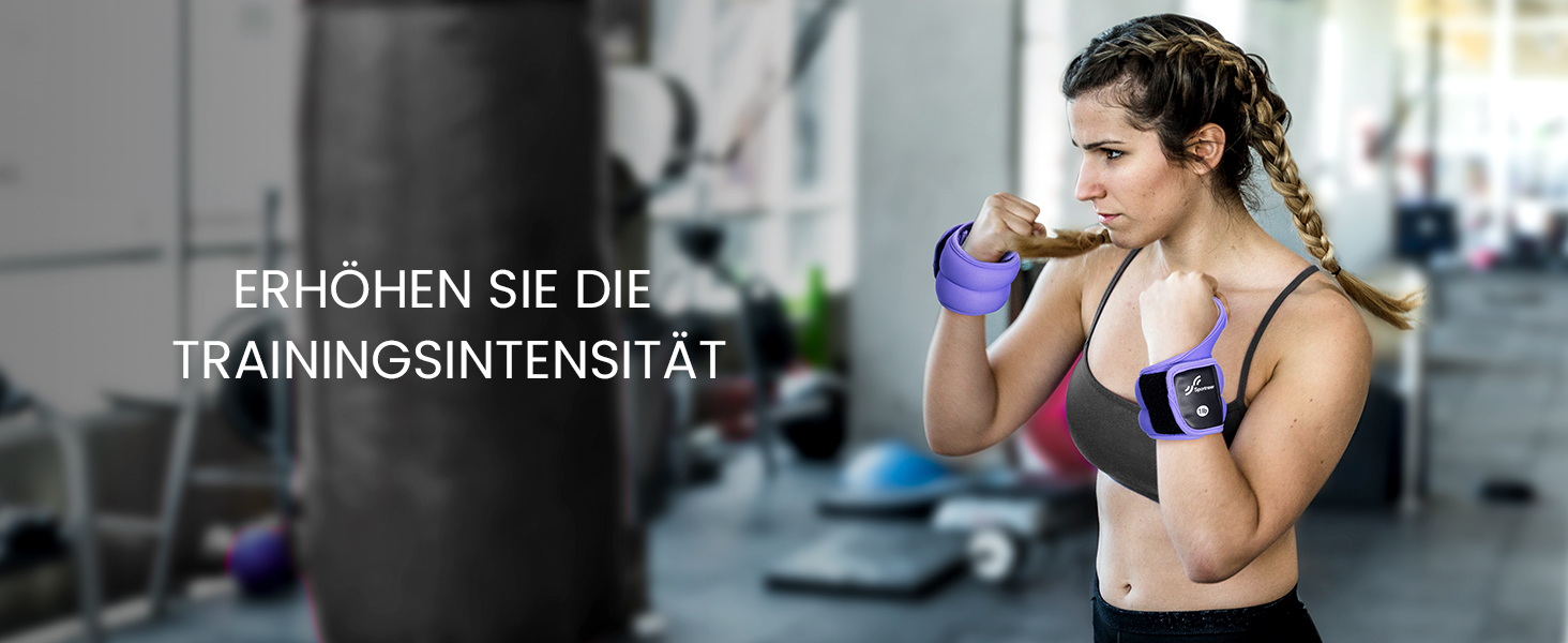 Набір манжетів для зап'ястя Sportneer (2 шт.) з петлями для великого пальця. Фітнес-ваги для рук, зап'ясть. Підходять для тренувань, бігу, фітнесу. Колір: фіолетовий