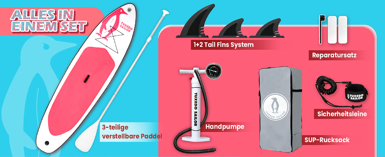SUP дошка надувна Tuxedo Sailor 320 см з аксесуарами для дорослих, для початківців та досвідчених