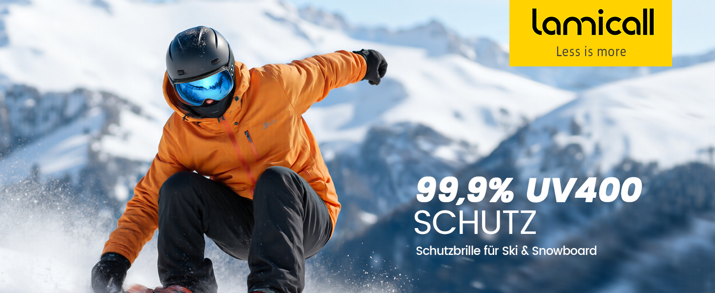 Ламікал - скі-маска для чоловіків та жінок, сноуборд маска з OTG - [Ultra HD та ширший огляд] - TOP антитуманна скі маска для носіїв окулярів, дзеркальна сноуборд маска, скі маска UV400 з захистом від відблисків (Покращена версія - чорний каркас - синій (VLT: 11%))