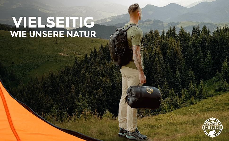 Спальний мішок HIMMELSZELT 4 сезони -5°C до +10°C, 220x85см, водонепроникний, DRYSHIELD, для кемпінгу, туризму, риболовлі, чорно-синій