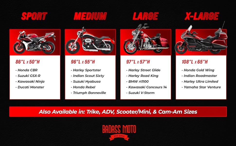 Водонепроникний чохол для мотоцикла Badass Moto Ultimate Heavy Duty — захисний зовнішній чохол від сонця та дощу для Harley Davidson, розмір Medium