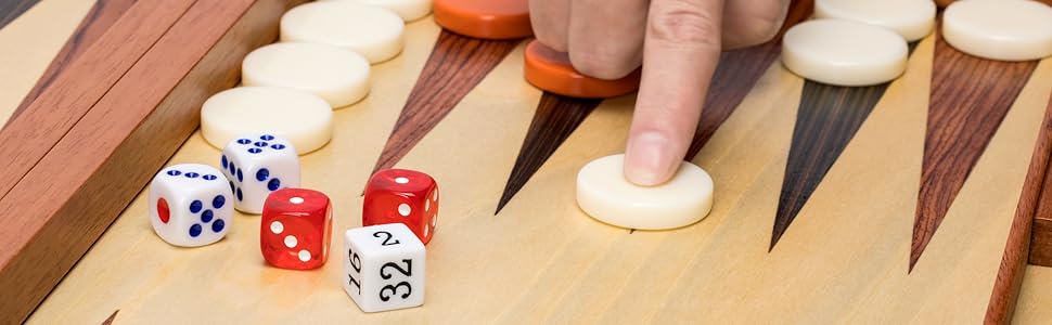 Набір для гри в шашки Yellow Mountain Imports з палісандру з дерев'яними інтарсіями, Knoll, з акриловими фішками та дерев'яними кубиками, розмір дошки 49 см