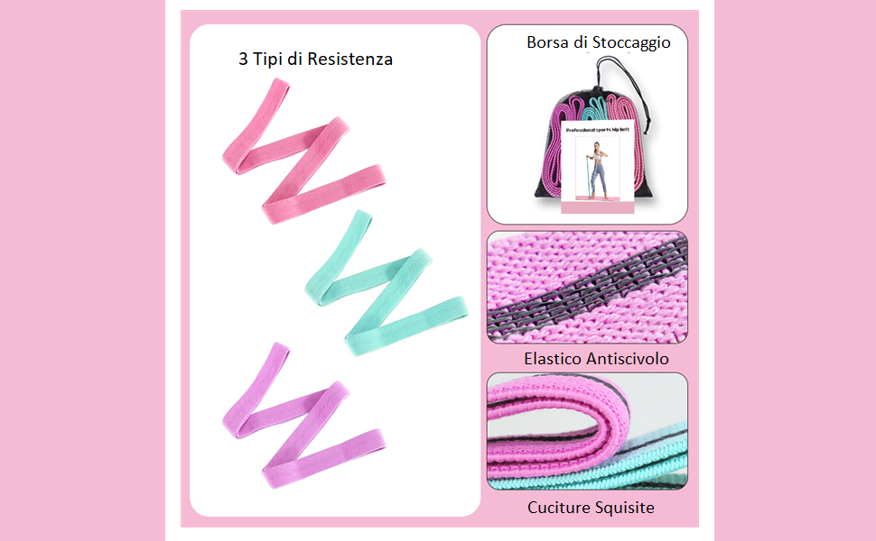 Набір еластичних стрічок для фітнесу (3 шт.), стрічки опору з 3 рівнями, фітнес-стрічки для жінок/чоловіків, силові тренування, йога, пілатес, рожевий