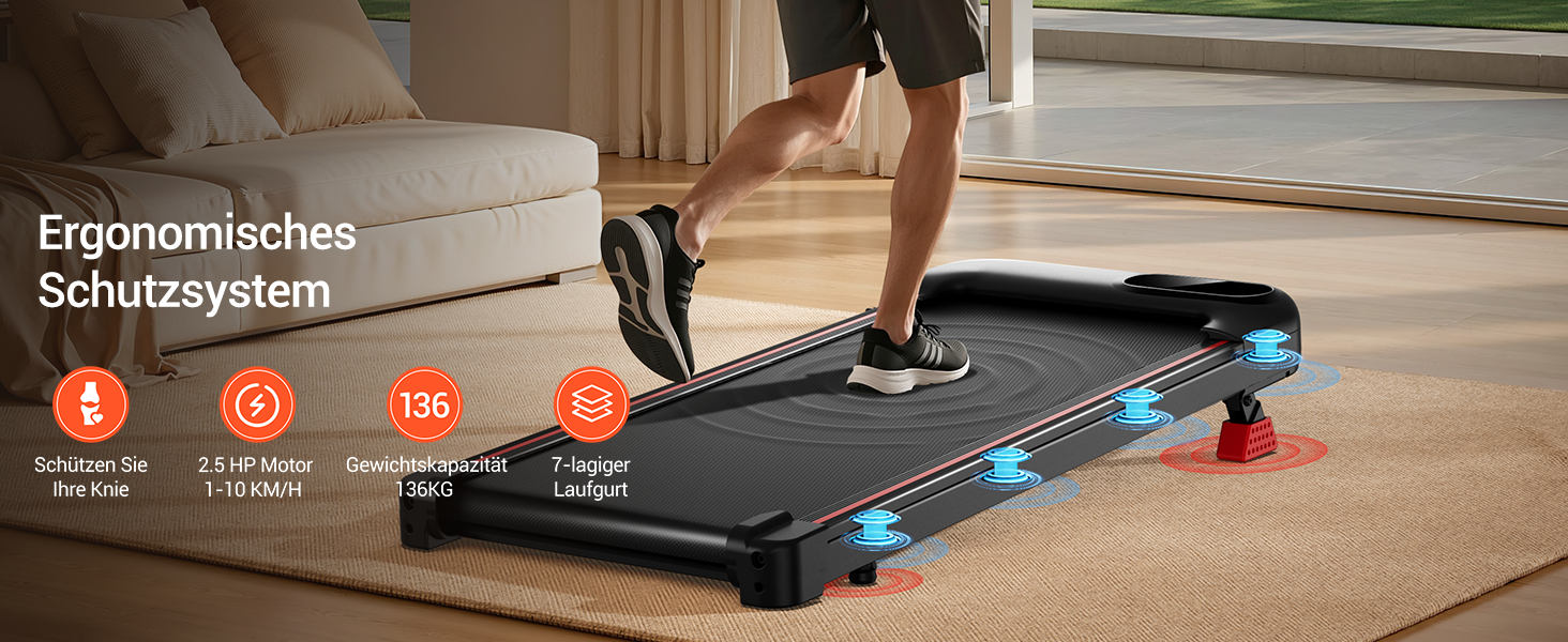 Walking Pad з нахилом 15%, біговий килимок 8-10 км/год з нахилом для дому, з трійною амортизацією та тихим 2.5PS мотором, максимальне навантаження 136 кг (10 км/год)