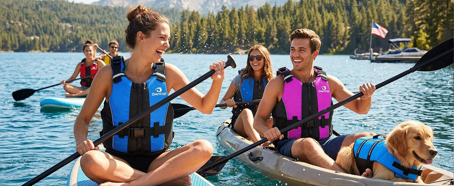 Owntop Плавуча жилетка для дорослих, штанговий ремінь, кишеня, унісекс. Підходить для SUP, каякінгу, риболовлі, вітрильного спорту, каное. Чорний колір, XL-XXL