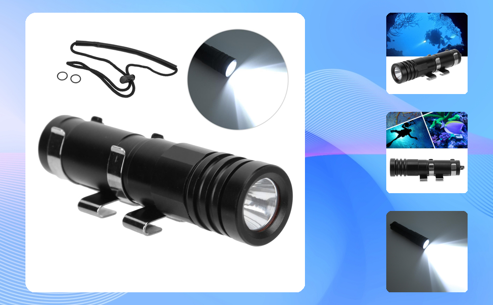 Ліхтар для дайвінгу Alomejor, водонепроникний LED ліхтар-лампа для підводного спорту, кемпінгу
