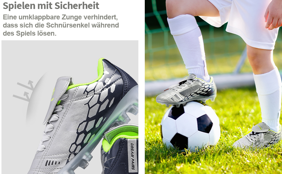 ДREAM PAIRS Дитячі футбольні бутси з низьким верхом, довгі шипи, спортивне взуття для легкоатлетики, тренувань, стрибків у довжину, бігу, футболу. Зносостійкі, з сильним зчепленням, 32 EU, світло-сірий, темно-синій