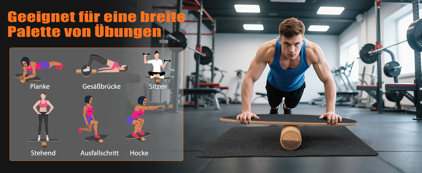 Дерев'яна баланс-дошка COSTWAY для дому: тренажер рівноваги, баланс-борд з пробковою кулею, 8 шарів високоякісної деревини, чорний колір