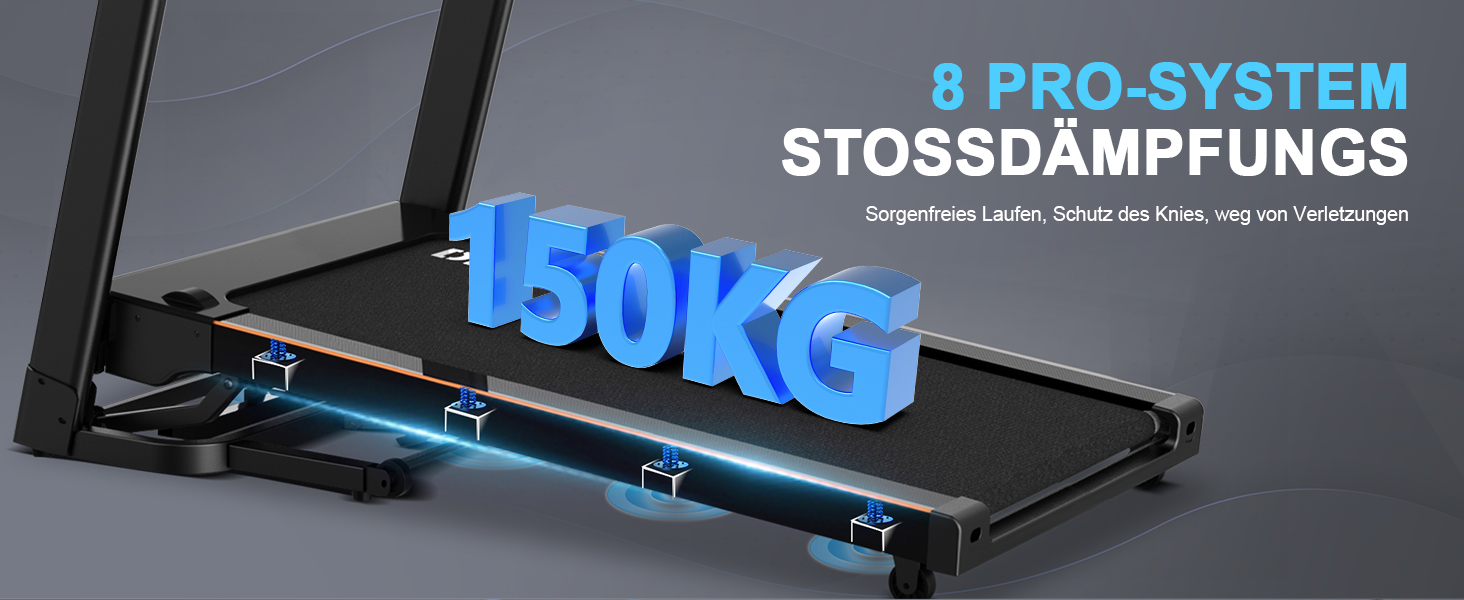 Бігова доріжка для дому Laufband 4.5 к.с., до 16 км/год, складний, Bluetooth, до 150 кг – професійна, чорна