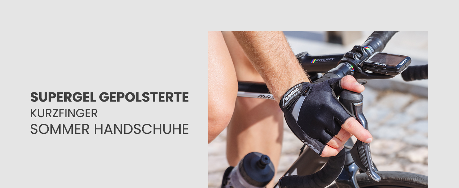 Велосипедні рукавички GripGrab SuperGel 6mm DoctorGel, безпальцеві, літні, чорні, розмір M