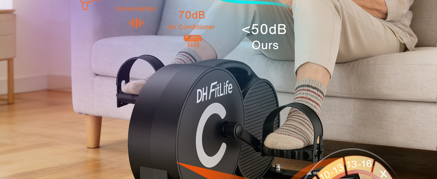 Магнітний педальний тренажер DH FitLife 2026 для дому та реабілітації, міні-велосипед з дисплеєм, 16 рівнів навантаження, для літніх людей, до 220 кг