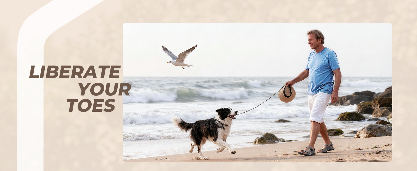 Чоловічі сандалі FitVille Wide для трекінгу та активного відпочинку, шкіра, чорні, 47 EU, з липучкою для широкої ноги