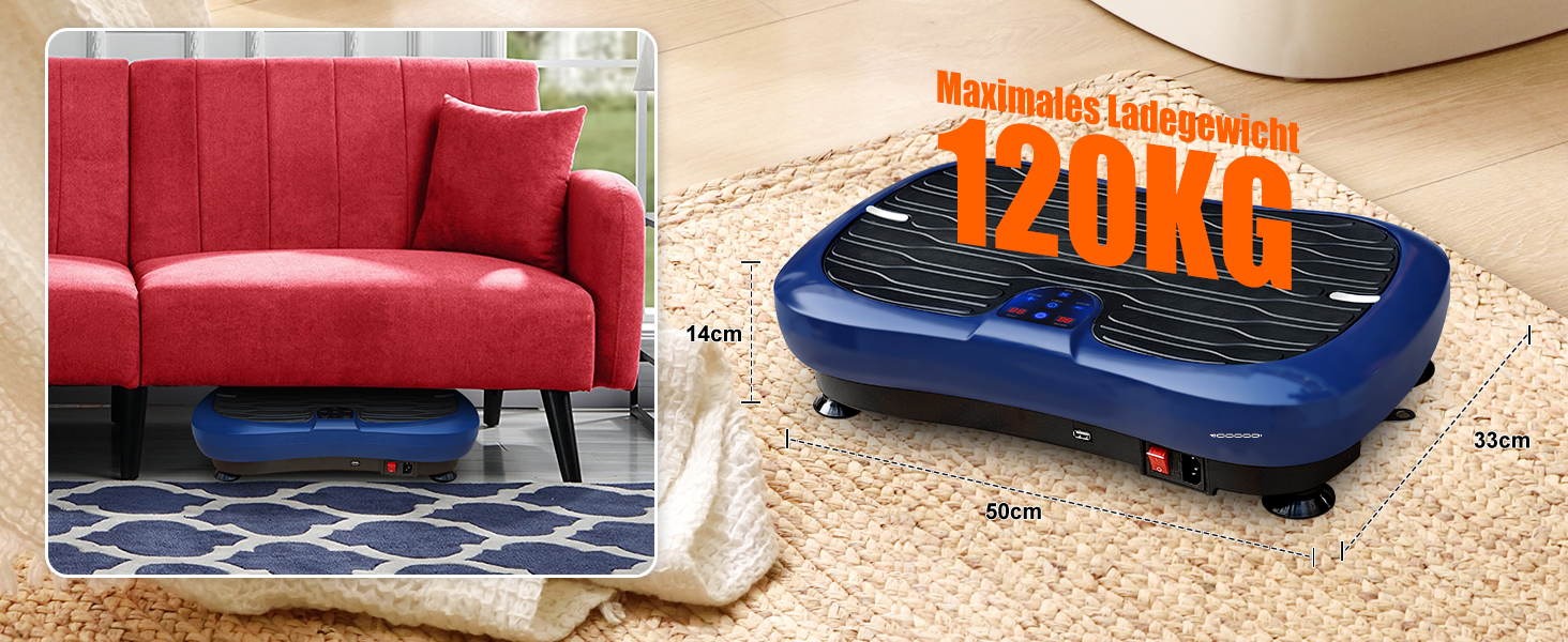 Вібраційна платформа для фітнесу: тренування вдома, 99 рівнів інтенсивності, 5 програм, Bluetooth, масаж, розвиток м'язів