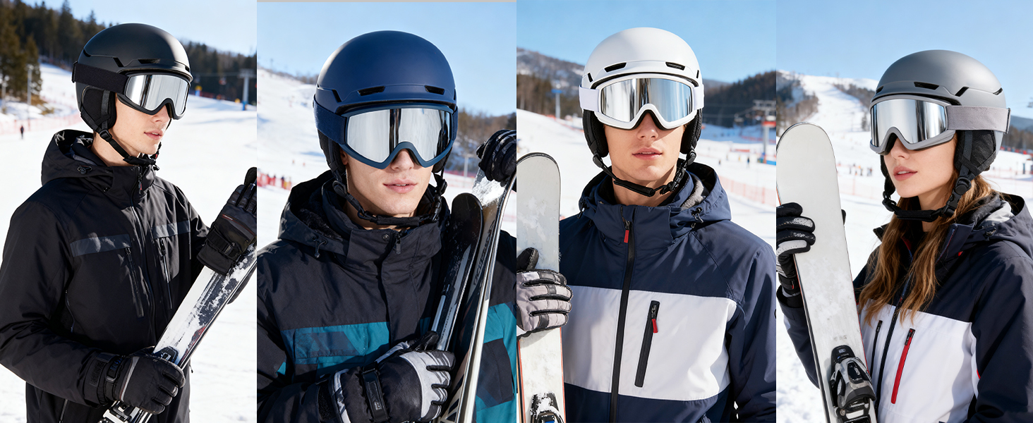 Шолом для сноуборду та гірських лиж з маскою, DXH816. Знімне кріплення, дихаючий, захист від ударів, UV-захист, регульований. Чорний матовий.