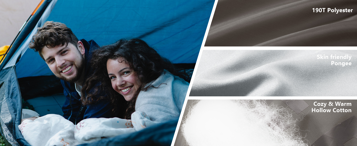 Зимовий спальний мішок BISINNA для 2 дорослих, 3 сезони, для кемпінгу та подорожей на автодомі (4.2 кг), зелений