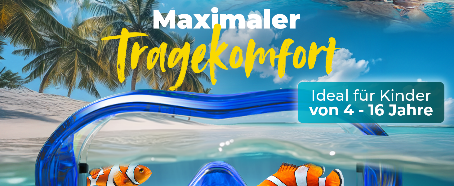 Набір для снорклінгу KIDVERSE для дітей 5-16 років: маска та трубка для плавання, блакитна.