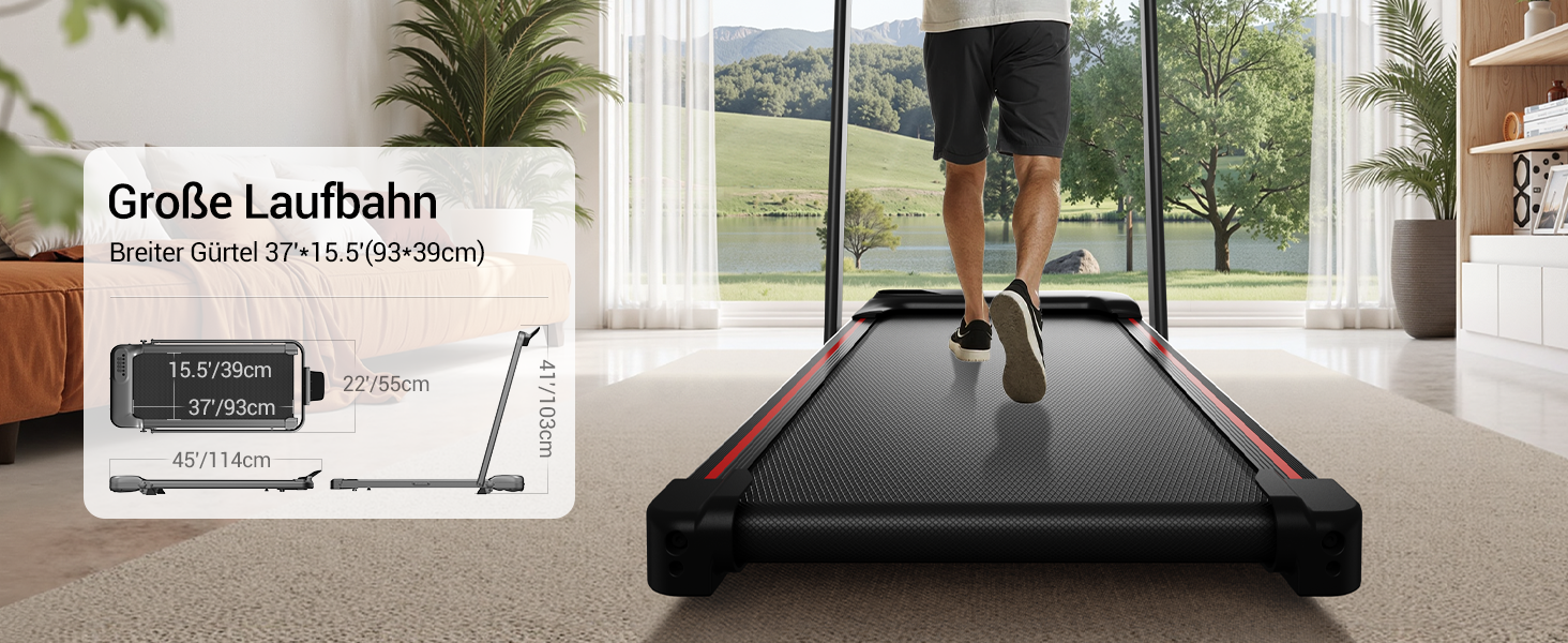 UMAY Бігова доріжка з нахилом 15%, біговий килимок для дому, складаний, з трійною амортизацією та пультом дистанційного керування, максимальне навантаження 136 кг, нахил 15%