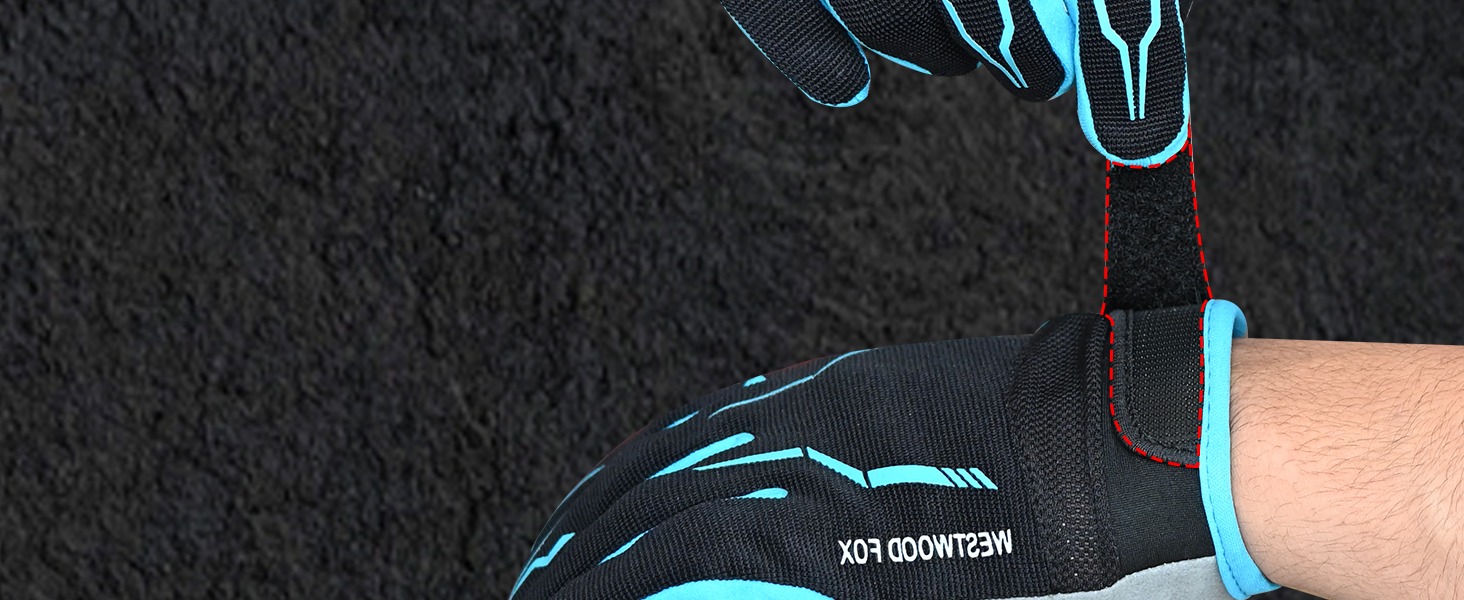 Велосипедні рукавички Westwood Fox WFX для гірського велосипеда (MTB) з повною пальцями, сенсорний екран, антиковзаючі, для жінок та чоловіків, чорні