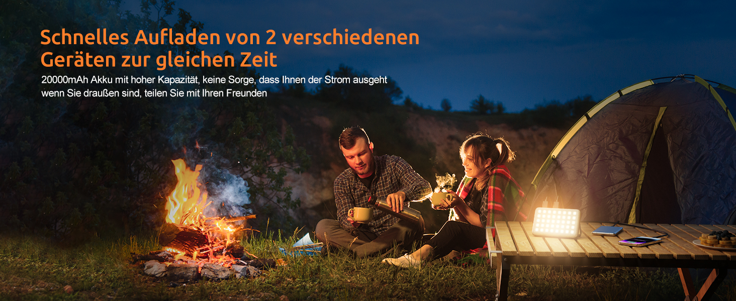 Eventek LED кемпінговий ліхтар 4000LM, 20000mAh Power Bank, USB, до 144 годин, IPX5, 4 режими, для читання, намету, риболовлі, надзвичайних ситуацій