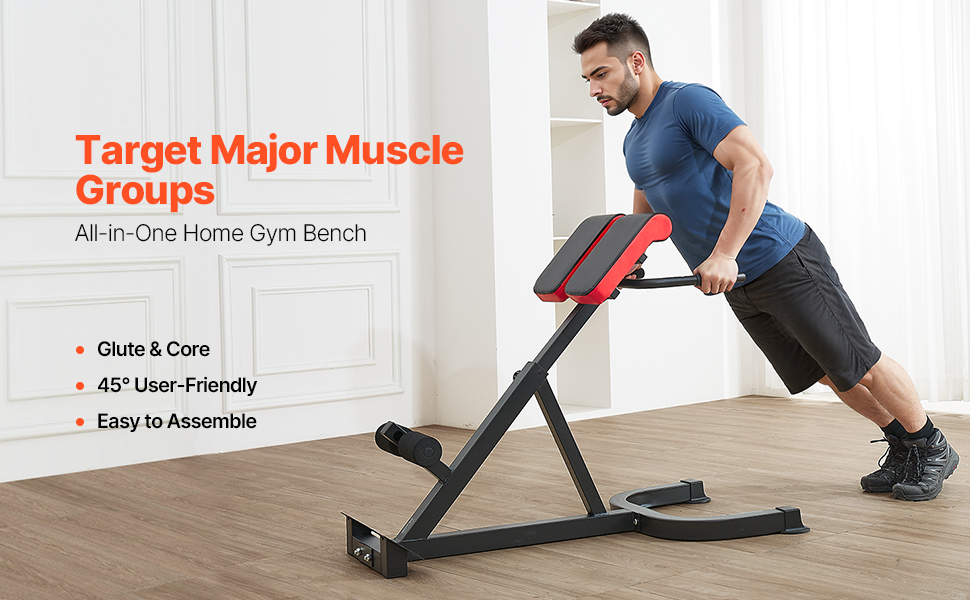 VEVOR римський стул для гіперекстензій, банк гіперекстензій, тренажер для пресу, фітнес-лавка для дому, 136 кг, регульований