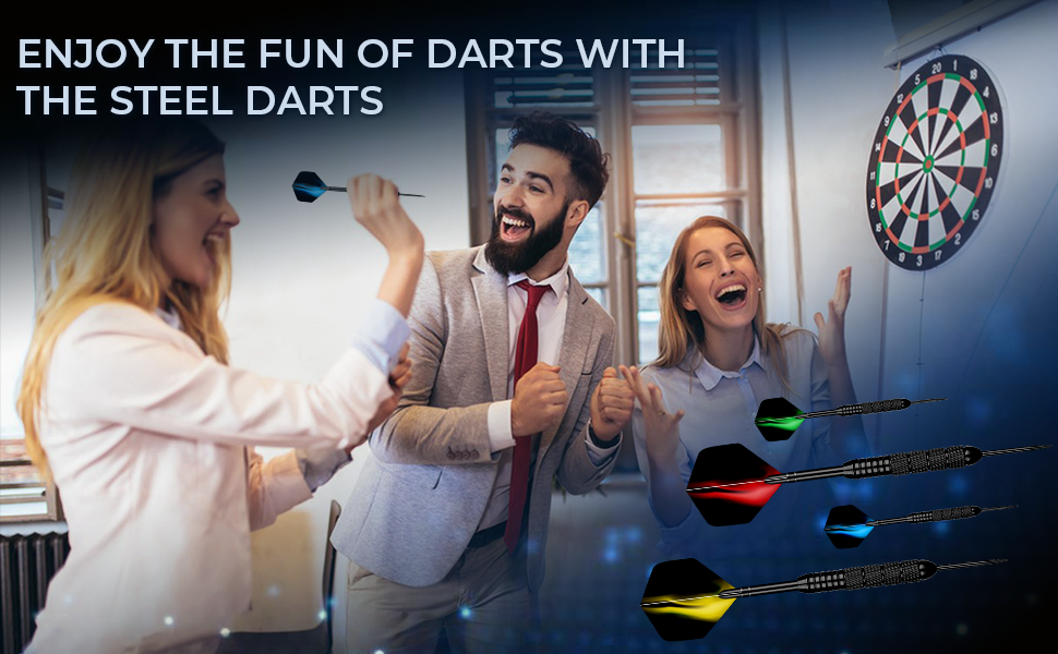 Набір сталевих дротиків Profi Steel 12 шт (24г) з металевими наконечниками та латунними стеблами + 24 пір'я, 20 ущільнювальних кілець, запасні стебла | Для бару, тренувань та турнірів