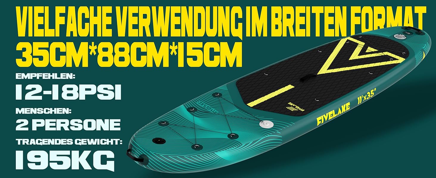 Надувний SUP-борд FIVELAKE для дорослих, 335 см: комплект з аксесуарами (весло, насос, рюкзак, лінія, водонепроникний мішок)