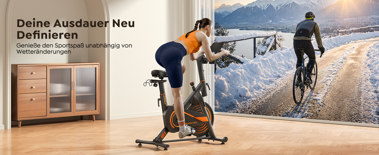 Велотренажер Hometrainer: тихий, ергономічний, з пульсометром та підтримкою для пляшки та гантелей, 160 кг, помаранчевий