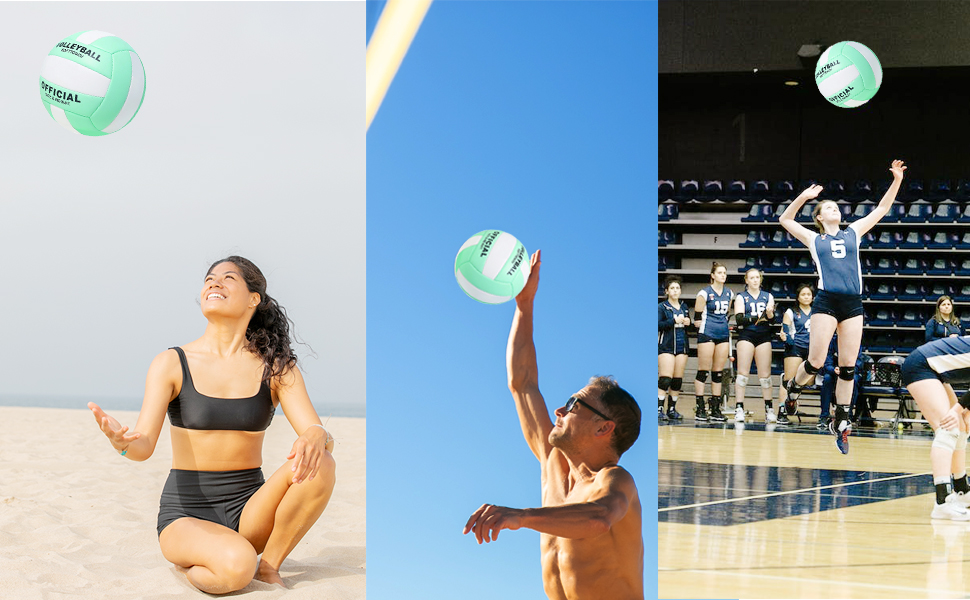 Волейбольний м'яч офіційного розміру 5, комплект з м'яким м'ячем для гри в приміщенні, на вулиці, на пляжі, тренувальний інвентар для пляжного волейболу та басейну, фітнес-зал, зелено-білий