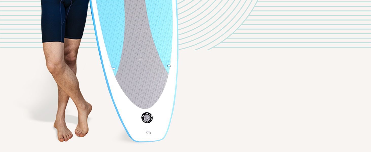 Надувний SUP СеренеЛайф для дорослих та дітей: комплект з веслом, насосом та сумкою. Touring SUP, рухлива дошка для плавання по морю, річці та озеру. Максимальне навантаження 155 кг, колір морської хвилі.