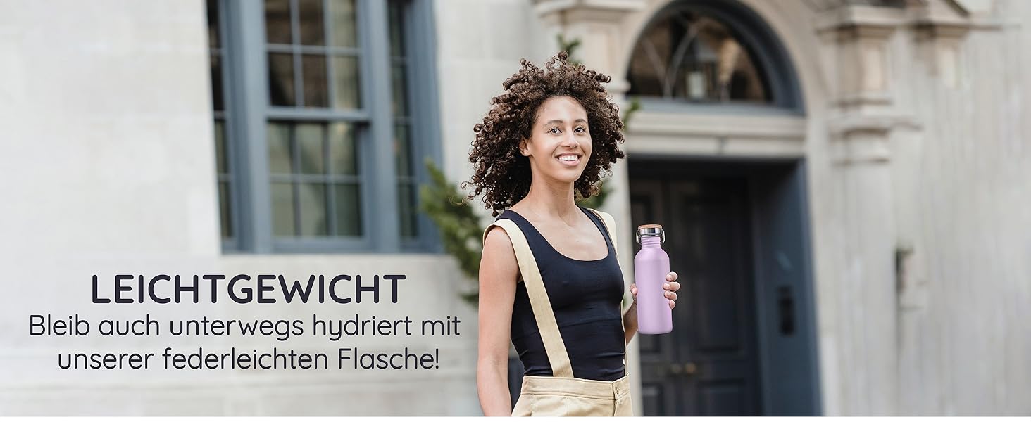 Водафлянка Bambaw з нержавіючої сталі, 1 л | Багаторазова еко-пляшка | Для кемпінгу та походів | Без пластику | Спортивна пляшка, 1000 мл, срібна