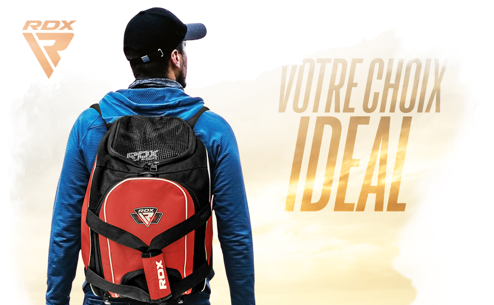 Спортивна сумка RDX з відділенням для взуття, рюкзак для залу, боксу та трекінгу, унісекс, червоний/чорний